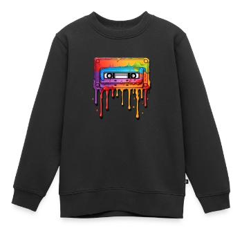 Kassette - Kinder Premium Organic Sweatshirt - Schwarz - Vorne - AI Model Kid Female (0cm)