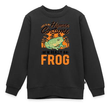 Frosch Halloween Laubfrosch - Kinder Premium Organic Sweatshirt - Schwarz - Vorne - AI Model Kid Female (0cm)