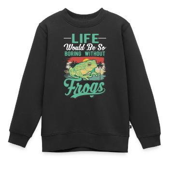 Frosch Geschenk Laubfrosch - Kinder Premium Organic Sweatshirt - Schwarz - Vorne - AI Model Kid Female (0cm)