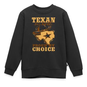 Texan By Birth Proud By Choice | Lone Star | Texas - Kids Premium Organic Sweatshirt - black - Front - AI Model Kid Female (0cm)