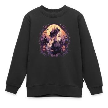 Hexe Helloween Hexen Outfit Hexen - Kinder Premium Organic Sweatshirt - Schwarz - Vorne - AI Model Kid Female (0cm)