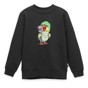 Comic Vogel rockt das Mikrofon - Bunte - Kinder Premium Organic Sweatshirt - Schwarz - Vorne - AI Model Kid Female (0cm)
