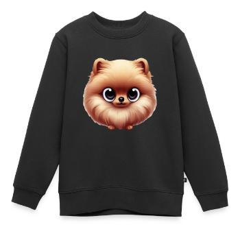 Portrait moelleux de Poméranie - Sweat Premium enfant bio - noir - Devant - AI Model Kid Female (0cm)