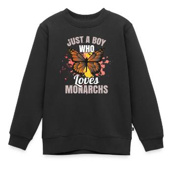 Nur ein Junge, der Monarchen liebt - Kinder Premium Organic Sweatshirt - Schwarz - Vorne - AI Model Kid Female (0cm)