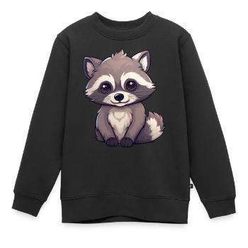 Waschbär - Kinder Premium Organic Sweatshirt - Schwarz - Vorne - AI Model Kid Female (0cm)