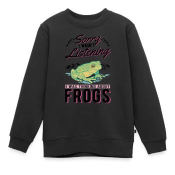 Frosch Geschenk Laubfrosch - Kinder Premium Organic Sweatshirt - Schwarz - Vorne - AI Model Kid Female (0cm)