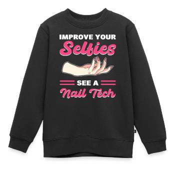 Verbessern Sie Ihre Selfies mit einem Nail Tech - Kinder Premium Organic Sweatshirt - Schwarz - Vorne - AI Model Kid Female (0cm)