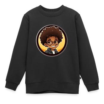 Afro Black Kid Young Girl Empowerment Gesche - Sweat Premium enfant bio - noir - Devant - AI Model Kid Female (0cm)