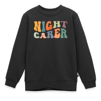 Groovy Night Carer Night Shift Infirmière gériatrique - Sweat Premium enfant bio - noir - Devant - AI Model Kid Female (0cm)