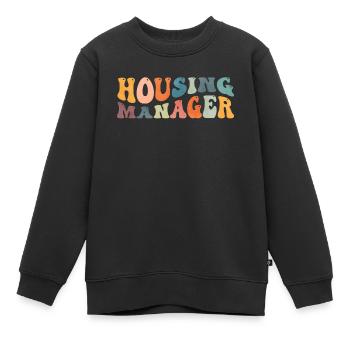 Gestionnaire de logement Groovy Chef de projet Maison - Sweat Premium enfant bio - noir - Devant - AI Model Kid Female (0cm)