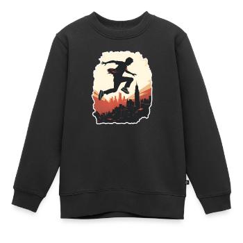 Parkour Freerunning - Sweat Premium enfant bio - noir - Devant - AI Model Kid Female (0cm)