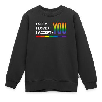 LGBTQ Menschenrechte Gleichberechtigung Stolz - Kinder Premium Organic Sweatshirt - Schwarz - Vorne - AI Model Kid Female (0cm)