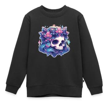 Totenkopf - Kinder Premium Organic Sweatshirt - Schwarz - Vorne - AI Model Kid Female (0cm)