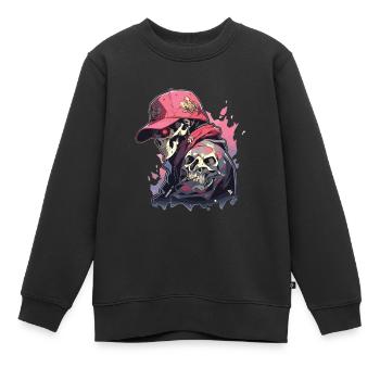 Totenkopf - Kinder Premium Organic Sweatshirt - Schwarz - Vorne - AI Model Kid Female (0cm)