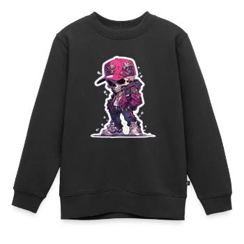 Totenkopf - Kinder Premium Organic Sweatshirt - Schwarz - Vorne - AI Model Kid Female (0cm)