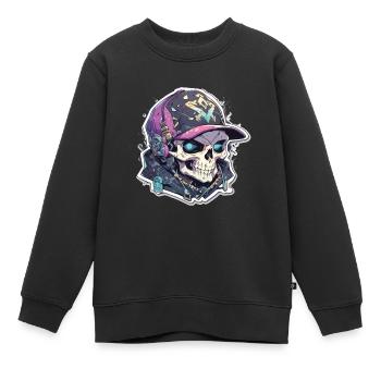 Totenkopf - Kinder Premium Organic Sweatshirt - Schwarz - Vorne - AI Model Kid Female (0cm)