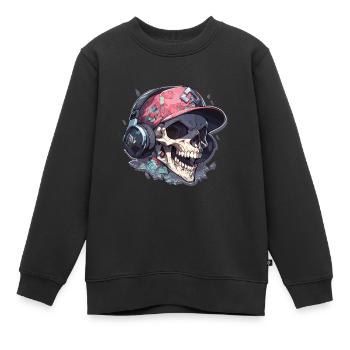 Totenkopf - Kinder Premium Organic Sweatshirt - Schwarz - Vorne - AI Model Kid Female (0cm)