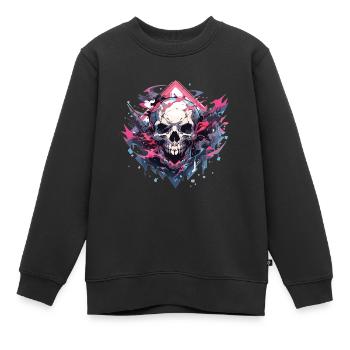 Totenkopf - Kinder Premium Organic Sweatshirt - Schwarz - Vorne - AI Model Kid Female (0cm)