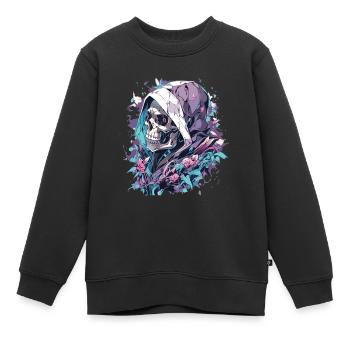 Totenkopf - Kinder Premium Organic Sweatshirt - Schwarz - Vorne - AI Model Kid Female (0cm)