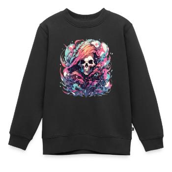 Totenkopf - Kinder Premium Organic Sweatshirt - Schwarz - Vorne - AI Model Kid Female (0cm)
