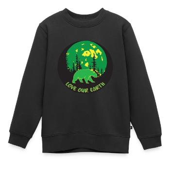 Aimez notre terre - Sweat Premium enfant bio - noir - Devant - AI Model Kid Female (0cm)