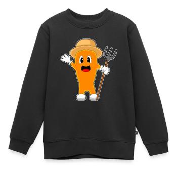 Ferme de Fourches du Cultivateur de Carottes - Sweat Premium enfant bio - noir - Devant - AI Model Kid Female (0cm)