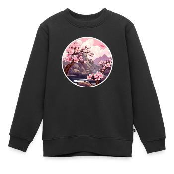 Cerisier en fleurs - Sweat Premium enfant bio - noir - Devant - AI Model Kid Female (0cm)