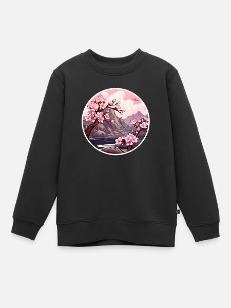 Cerisier en fleurs - Sweat Premium enfant bio - noir