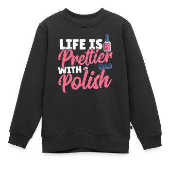 La vie est plus belle avec la laque Nail Tech - Sweat Premium enfant bio - noir - Devant - AI Model Kid Female (0cm)