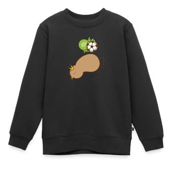 Kiwi avec oiseau et fruits - Sweat Premium enfant bio - noir - Devant - AI Model Kid Female (0cm)