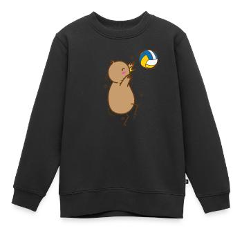 Volleyball Kiwi Oiseau et Fruit - Sweat Premium enfant bio - noir - Devant - AI Model Kid Female (0cm)