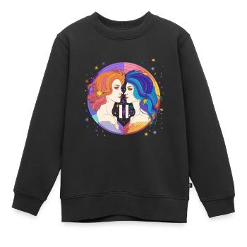 Tierkreiszeichen - Zwei Menschen - Zwillinge - Kinder Premium Organic Sweatshirt - Schwarz - Vorne - AI Model Kid Female (0cm)