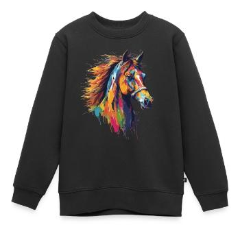 Reiten, Dressur, Springen, Reiterhof - Kinder Premium Organic Sweatshirt - Schwarz - Vorne - AI Model Kid Female (0cm)
