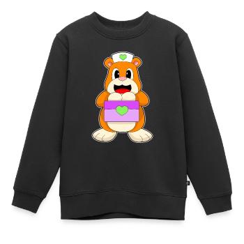 Trousse de premiers secours pour infirmière hamster - Sweat Premium enfant bio - noir - Devant - AI Model Kid Female (0cm)