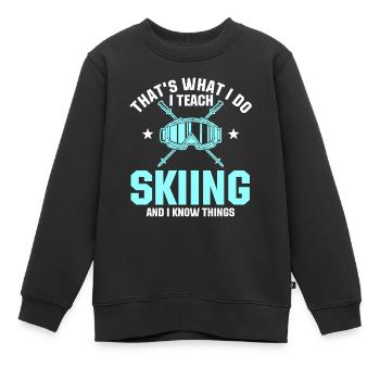 Drôle de dicton moniteur de ski - Sweat Premium enfant bio - noir - Devant - AI Model Kid Female (0cm)