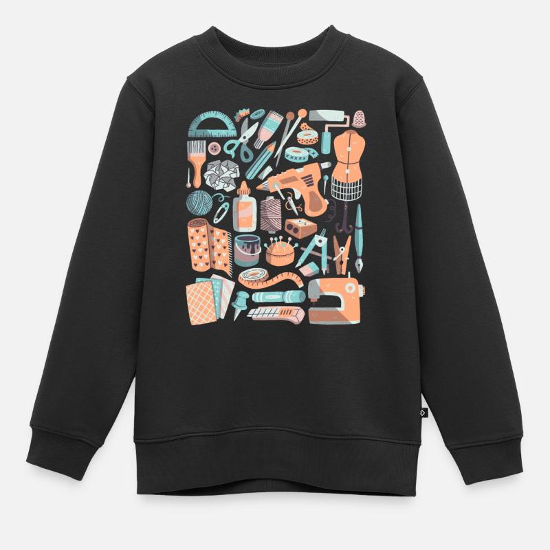 Artisanat DIY Doodle Machine à coudre faite à la main Hobby - Sweat Premium enfant bio - noir