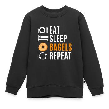 Essen Sie Schlaf-Bagels Wiederholen - Kinder Premium Organic Sweatshirt - Schwarz - Vorne - AI Model Kid Female (0cm)