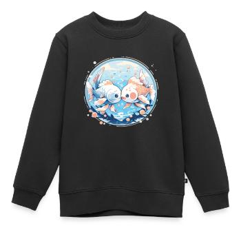 Poisson rouge - Sweat Premium enfant bio - noir - Devant - AI Model Kid Female (0cm)