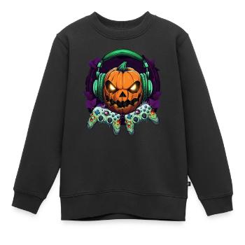 Halloween Kürbis Gamepad Gamer - Kinder Premium Organic Sweatshirt - Schwarz - Vorne - AI Model Kid Female (0cm)