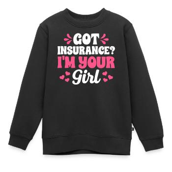 Drôle de courtier d’assurance - Sweat Premium enfant bio - noir - Devant - AI Model Kid Female (0cm)