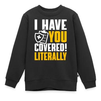 Drôle de courtier d’assurance - Sweat Premium enfant bio - noir - Devant - AI Model Kid Female (0cm)