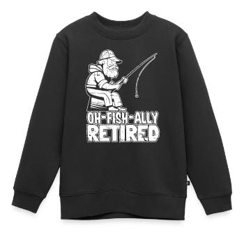 Pension de retraité Ohfishally Retraité - Sweat Premium enfant bio - noir - Devant - AI Model Kid Female (0cm)