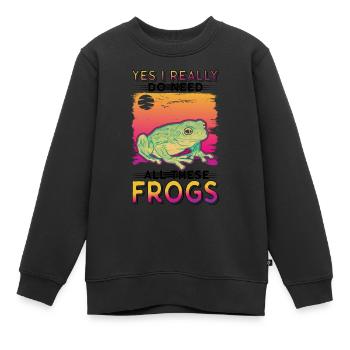 Frosch Geschenk Laubfrosch - Kinder Premium Organic Sweatshirt - Schwarz - Vorne - AI Model Kid Female (0cm)