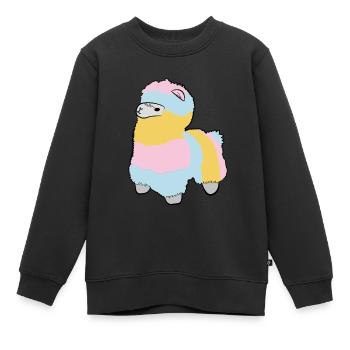 Lama Alpaka Motive Tier Mädchen pastellfarben pink - Kinder Premium Organic Sweatshirt - Schwarz - Vorne - AI Model Kid Female (0cm)