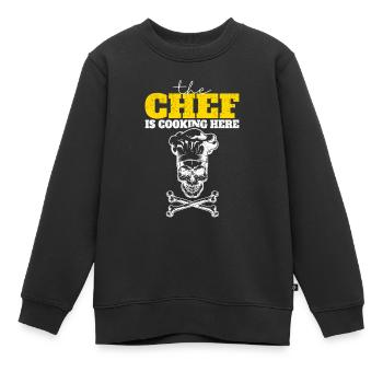 Der Koch kocht hier Lustiger Koch Kulinarische - Kinder Premium Organic Sweatshirt - Schwarz - Vorne - AI Model Kid Female (0cm)