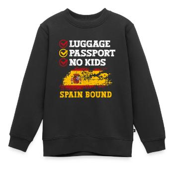 Passeport bagage Pas d’enfants Espagne Voyage de vacances à destination de l’Espagne - Sweat Premium enfant bio - noir - Devant - AI Model Kid Female (0cm)