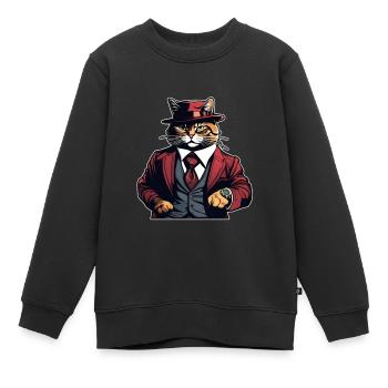 Chemise Chat Chat Cadeau Idée Mastic - Sweat Premium enfant bio - noir - Devant - AI Model Kid Female (0cm)