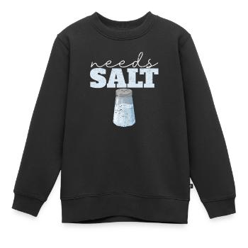 Besoin de sel Drôle Chef cuisinier Culinaire - Sweat Premium enfant bio - noir - Devant - AI Model Kid Female (0cm)