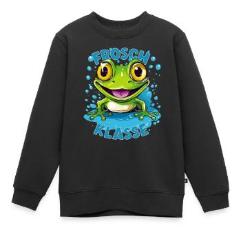 Cartoon Froschklasse Grundschule Klassentier - Kinder Premium Organic Sweatshirt - Schwarz - Vorne - AI Model Kid Female (0cm)