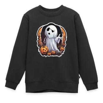 Geist geist Kostüm Geist Halloween Gespenst - Kinder Premium Organic Sweatshirt - Schwarz - Vorne - AI Model Kid Female (0cm)